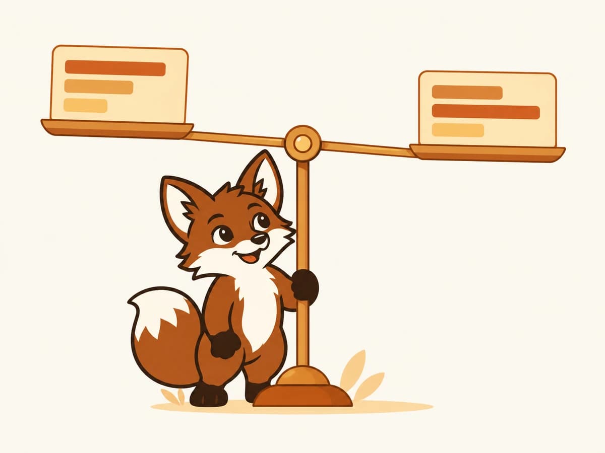 Warmi weighs two software tools on a balanced scale